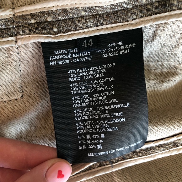 PRADA Silk Tweed Black Trim Beige Blazer 03-5245-8581 - Picture 8 of 14